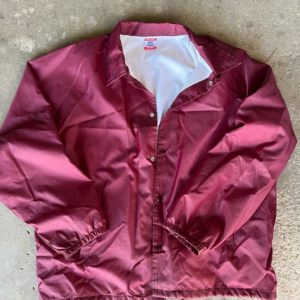 Vintage Athletic Works ™️ Maroon Windbreaker Rain Jacket - Picture 1 of 3